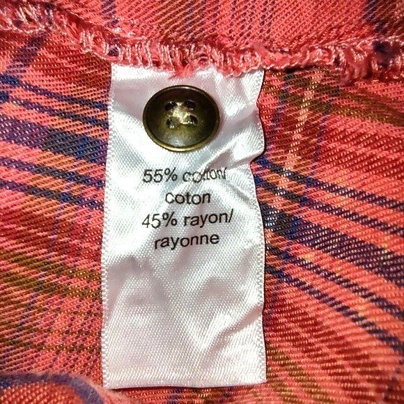 Maurices Aged Red Plaid Button Front Shirt Womens Size S - Picture 6 of 7